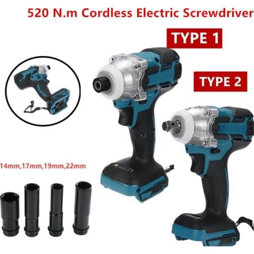 18V 520N.m Cordless Electric Screwdriver Speed Brushless Impact Wrench Rechargable Drill Driver LED Light For Makita Battery