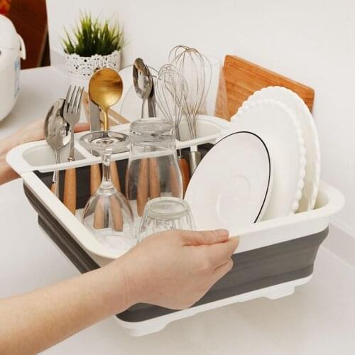 Foldable Dish Rack Kitchen Drainer Tool Bowl Tableware Plate Storage Organizer Holder Portable Fold Drying Home Shelf