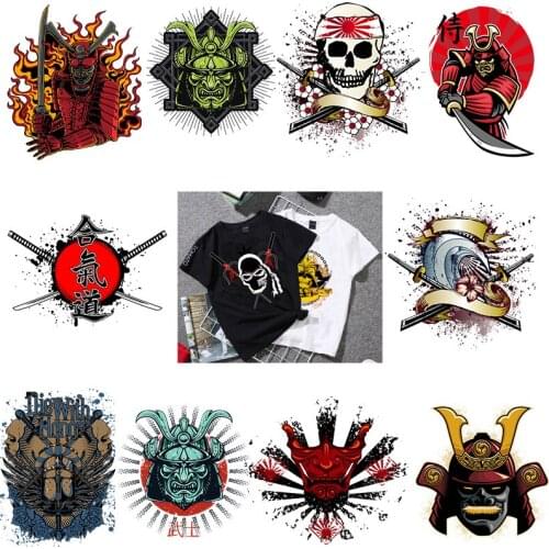 Punk Skulls Head Heat Transfer Vinyl Heat Transfer Tops Diy Appliqued Fashion Thermal Sticker Patch Kinfe Skull Parches