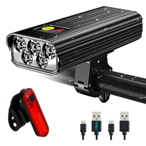 USB Rechargeable 2X T6 LED Bike Lights Front Bicycle Handlebar Headlight Cycling Torch Camping Flashlight