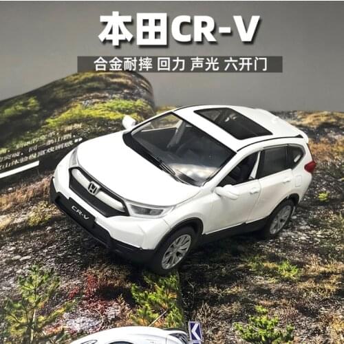 High simulation 1:32 scale pull back Honda CRV alloy car,6 open door music flash car model toys,metal diecast white car