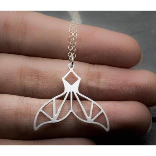 Yiustar New Design Unique Whale Tail Necklace Geometric Animal Mermaid Tails Necklaces Jewelry indian jewelry statement necklace