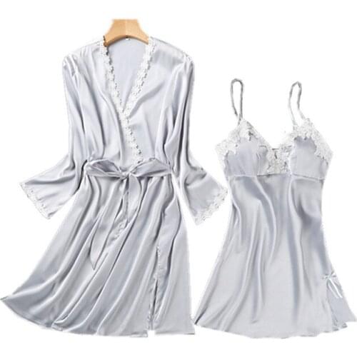 Yomrzl A392 New arrival spring summer and autumn womens robe set long sleeve robe comfortable sleepwear indoor clothes