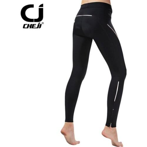 2017 CHEJI Women Cycling Pant Long Sleeve Bike Bicycle Trouser shorts GEL PAD Black