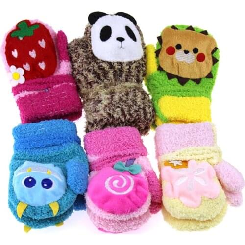 Winter Newborn Thicken Warm Fleece Mittens Horn Sound Cartoon Animal Baby Boy Girl Gloves Velvet Cotton Kids Childrens Gloves