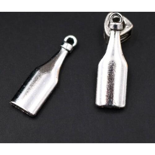 10pcs Silver Plated Metal Bottle Charm Pendant Vintage Bracelet Necklace DIY Metal Jewelry Findings 30*10mm A846