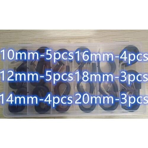24Pcs 304 stainless steel Rubber Cushion Pipe Clamps Insulated Clamp Assortment Kit (10mm - 20mm) Cable Clamp Pipe C