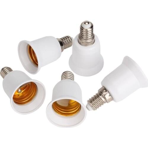 5pcs E14, E27 Adapter Base Screw LED Light Bulb Bulb Socket Converter, White