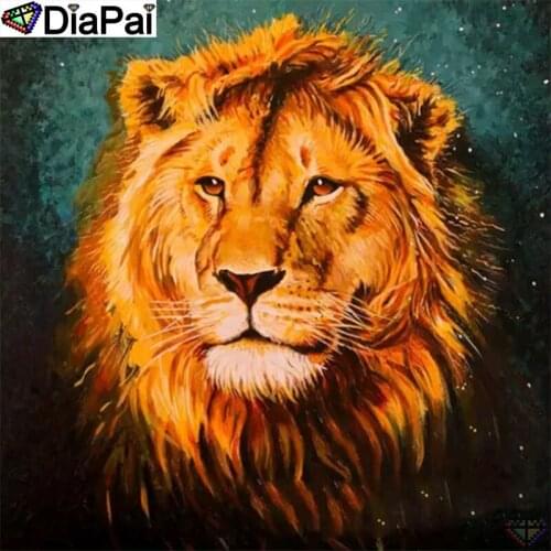 DiaPai Diamond Painting 5D DIY 100% Full Square/Round Drill "Animal lion" Diamond Embroidery Cross Stitch 3D Decor A24428