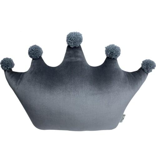 Gray Crown Velvet Decorative Pillow