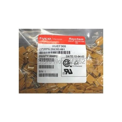 Free Shipping 100pcs/LOT PPTC Resettable Fuses 30V 3A RUEF300 PPTC (Polymeric PTC) PolySwitch