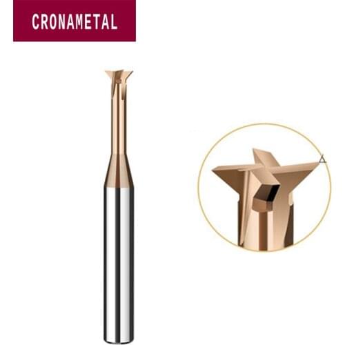 CRONAMETAL Solid Carbide Tungsten Dovetail Milling Cutter 45° 60° CNC Tool Router Bit End Mill For Steel