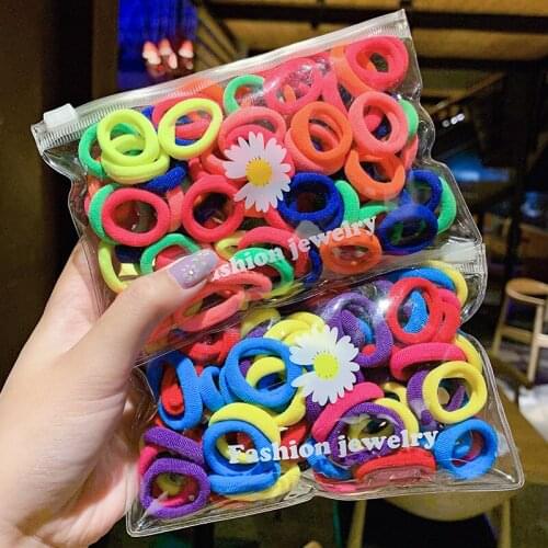 100PCS/Lot 2.5CM Children Cute Small Ring Rubber Bands Tie Gum Ponytail Holder Elastic Hair Band Headband Girls Hair Accessories