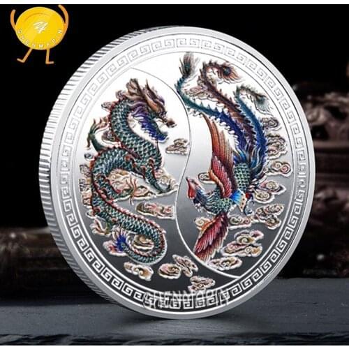 Dragon and Phoenix Bringing Prosperity Commemorative Coins China Mascot Dragon Coins Collectibles History Culture Challenge Coin