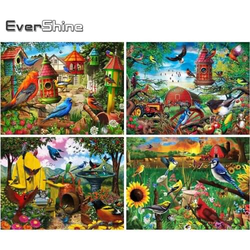 Evershine Diamond Painting Bird Rhinestone Picture 5D DIY Diamond Embroidery Parrot Animal Diamond Mosaic Spring Wall Decoration