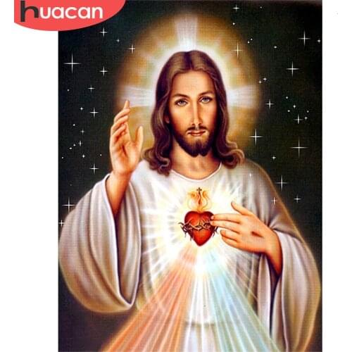 HUACAN Full Square Diamond Painting Religion "Jesus" Needlework Diamond Embroidery Handmade Gift Home Decor