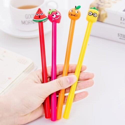 36pcs Korean Stationery Creative Cartoon Fruit Neutral Pen Office Learning 0.5mm Black signature Pen Stationery for students