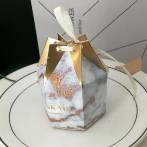 Creative hexagonal romantic European wedding with gifts like candy box party supplies Bomboniera gift box 50pcs