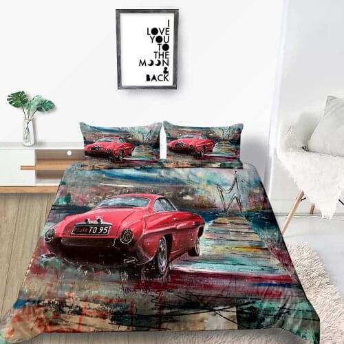 Creative Car Bedding Set Single Fashionable Artistic Watercolour Duvet Cover Queen King Twin Full Double Comfortable Bed Set