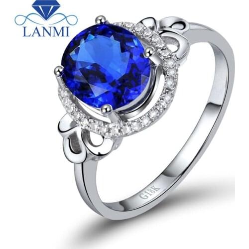 Fashion Jewelry Oval 7x8mm Natural Tanzanite Ring Wedding Ring In 18Kt White Gold R581