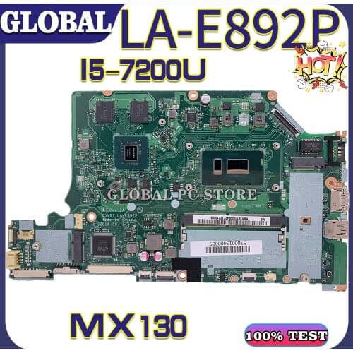 KEFU for laptop motherboard ACER Aspire A515-51G A615-51G C5V01 LA-E892P motherboard mainboard test OK 100% work I5-7200U 4G RAM