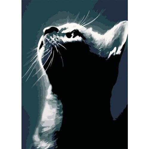 Lovely cat diy paint by number kits on canvas oil painting by number with wooden frame for gift present