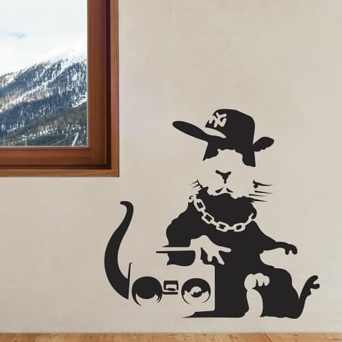 Banksy Fly Rat Vinyl Wall Stickers Home Decor Decal Mural Gift Removable