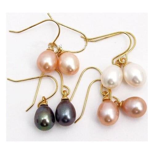 New Arrival Favorite Pearl Jewelry Wholesale 4 Pairs Of Cultured Pearl Earrings Gold Color S925 Silver Dangle Earring Lady Gift
