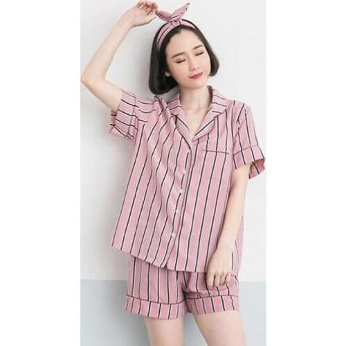 2017 Summer Casual Style Loose Homies Fashion Color Striped Pajamas Comfortable Tracksuit Hair Bands Three-piece Sets