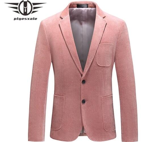 Plyesxale Green Brown Pink Corduroy Blazers For Men High Quality Man Blazer Casual Suit Jacket Plus Size Prom Party Blazer Q930