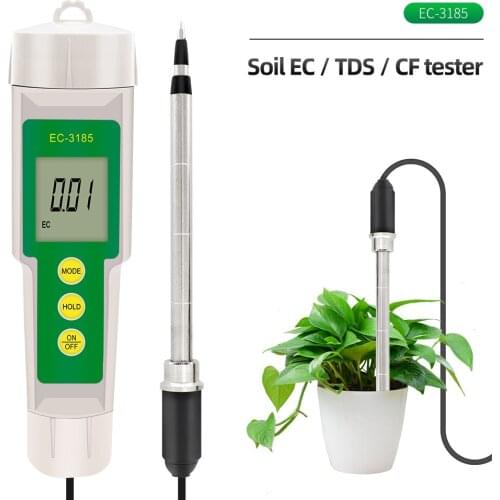 Soil Meter 3 in 1 EC/TDS/CF Soil Tester EC-3185 Waterproof Analyzer For Garden Greenhouse Cultivation Agriculture Laboratory