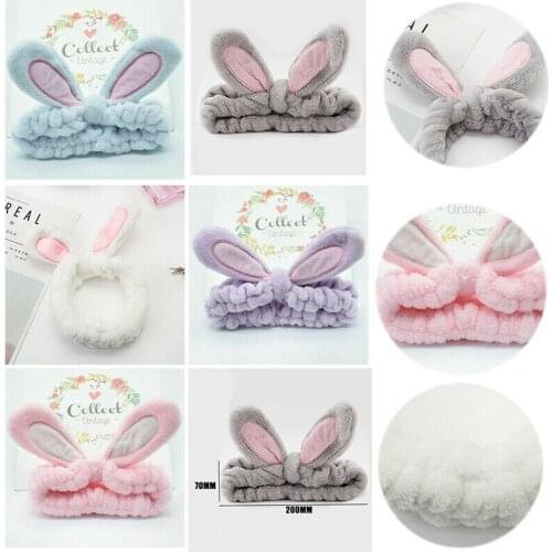 Hair washing belt New Cute Rabbit Ear Makeup Face Washing Bath Spa Mask Soft Elastic Hair Headband