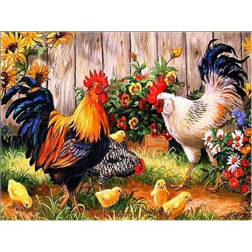 Needlework for Embroidery DIY DMC High Quality Unprinted on fabric - Counted Cross Stitch Kits 14 ct Oil painting - Chickens