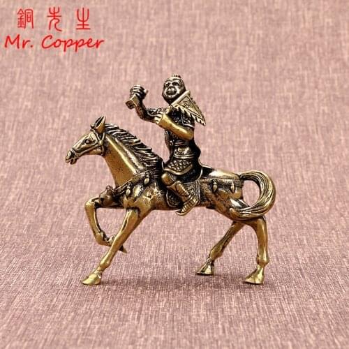Pure Copper Monkey Riding Horse Statue Miniature Figurines Home Desk Feng Shui Ornaments Crafts Decor Bring Good Luck and Wealth
