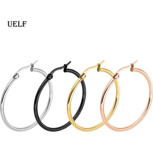 Uelf Trendy Large Hoop Earrings Big Smooth Circle Earrings Basketball Brincos Celebrity Brand Loop Earrings for Women Jewelry