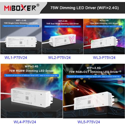 WiFi+2.4G 75W Dimming Driver Single color/Dual White /RGB/RGBW/RGB+CCT LED Light Transformer controller 100-240V to 24V Power