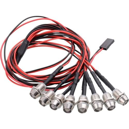8pcs Bright 5mm LED Headlight Lamp for 1/5 1/8 1/10 1/12 1/16 Radio Control