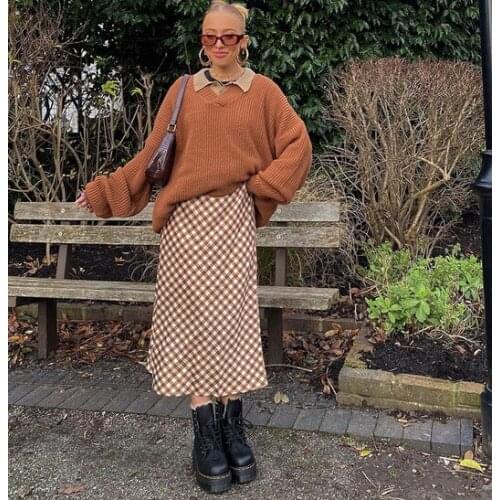 Women Y2K Bohemian Retro High Waist Heart Print Midi Summer Pencil Skirt Harajuku 90S E-Girl Streetwear