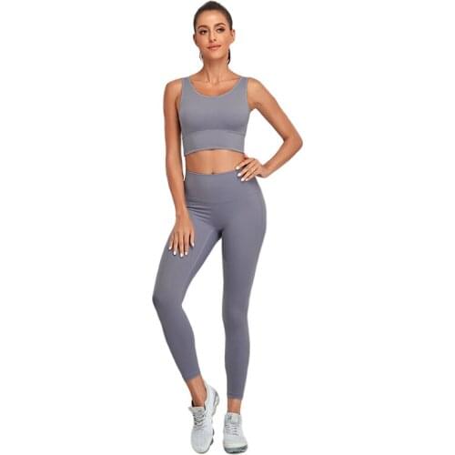 5 Colors Gym Set Womens Fashion 2pcs Sports Set Quick-Drying Tight Running Jogging Yoga Stretchy Suit