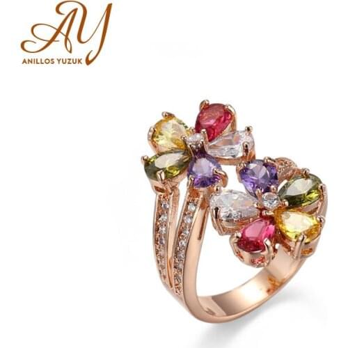 Anillos Yuzuk Silver 925 Jewelry Ring Women Wedding Ring Flower Crystal Zircon Stone Rings Female Party Engagement Fine Jewelry