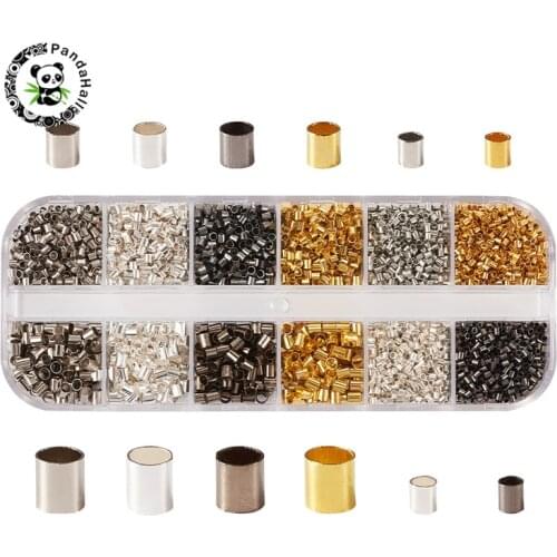 Pandahall 1 Box Brass Crimp Beads for Jewelry Findings DIY Necklace Bracelet Making Mixed Color 135x50x15mm