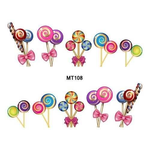 1 Sheet Nail MT108 Lollipop Full Cover Nail Art Water Transfer Sticker Decal For Nail Tattoo Tips Nail Tools