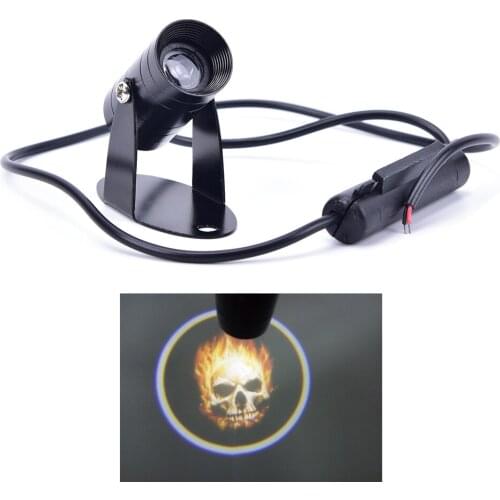 1PC 3D Ghost Rider Flaming Skull Badge Emblem Projection LED Light