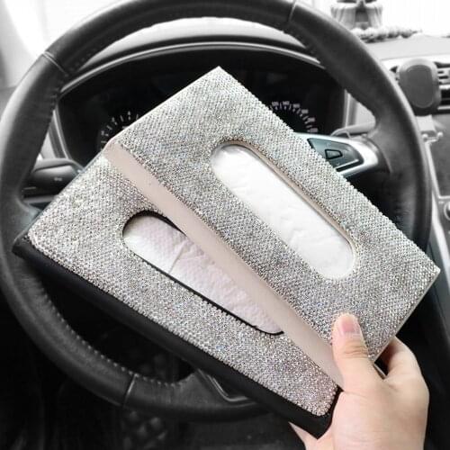 1 Pcs Crystal Car Tissue Box Towel Sets Car Sun Visor Tissue Box Holder Auto Interior Storage Decoration for BMW Car Accessories