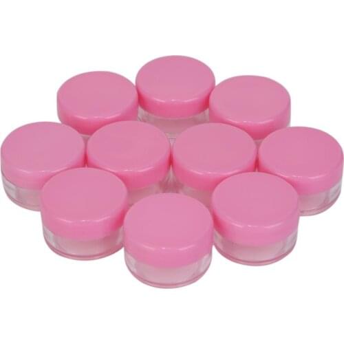 10pcs Portable Cosmetics Jar Box Makeup Cream Nail Art Cosmetic Bead Storage Pot Container Round Bottle Plastic Transparent Case