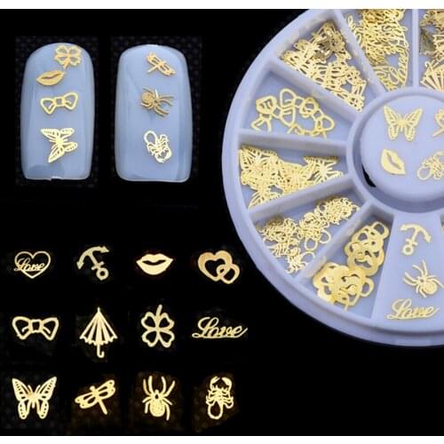100pcs 3D shiny metallic luster Nail decoration wheel round stickers 3D Nail Decorative beauty