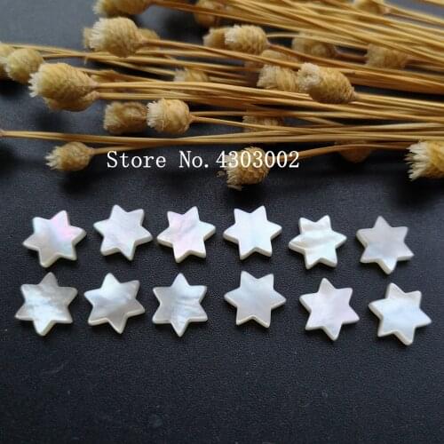 100pcs/lot 12mm Natural David star Mother of Pearl shell for DIY Jewelry Star cut MOP Pearl shell Beads