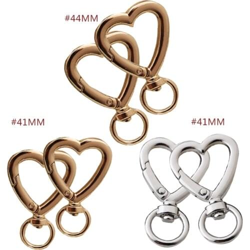 2pcs Bag Accessories Handbags Clasps Handle Heart Shape Lobster Metal Clasp Swivel Clips Snap Hooks Key Rings