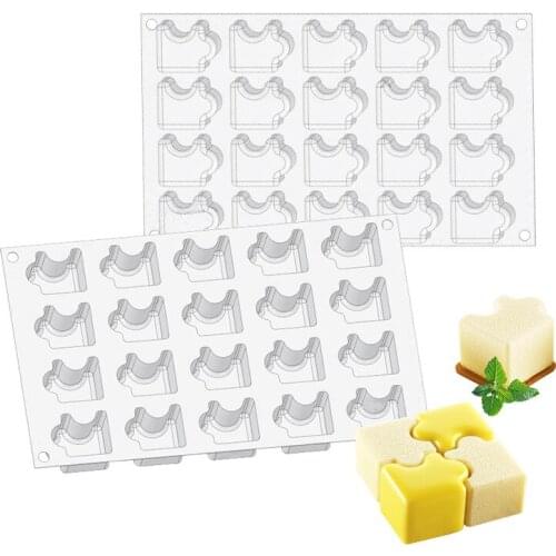20 Cavity Puzzle Geometric Cake Silicone Mold Jigsaw Chocolate Dessert Mould Muffin Baking Mousse Ice Cream Decorating Tools