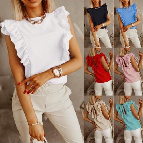 3XL Women Tank Tops Blusas Ruffle Sleevless T-shirts Backless Summer Camis Outfits Plus Size Casual Loose Tee Tops Camisole